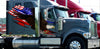american flag bald eagle large decal on the side of 18 wheeler